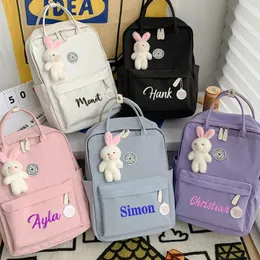 Bags Personalized Cute Backpack Custom Embroidered Large Capacity Student School Bag Solid Color Children's Nylon Handbag Gift