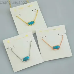 24SSデザイナーKendras Scotts Neclace Jewelry Inks Oval Gold Thread Pine Blue Turquoiseショートネックレスネックチェーンカラーチェーン