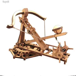 Konst och hantverk 1 18 DIY Rotary Trebuchet Ancient Chariot Model Siege Car Wood 3D Puzzle Model Behöver montering Retro Ornament Toy Gift YQ240119