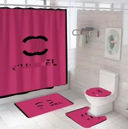 Casa cortinas de chuveiro estilo europa dupla carta cortinas de banho moda impressa antiderrapante tapetes acessórios do banheiro