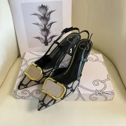 10a Top Qualität Lady Freizeitschuh Signature High Heel Designer Damen Herren High Pump Sandale Kleid Schuh Vintage Mode Leder Flacher Absatz Outdoor Sandale Box