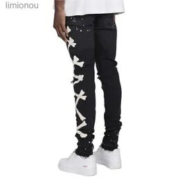 Jeans maschi jeans per uomo 2022 colore gradiente strappato punti bianchi jeans motori motori jeans skinny skinny skins abbigliamento maschili con cerniera denim pantsl240119