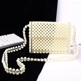 Torby wieczorowe Crystal Fashion Ins Splating ręcznie robione tkaninowe klapę Crossbody Acryl z koralikami Perła Letnia damska torba na ramię