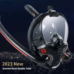 Diving Accessories Snorkeling Mask Double Tube Silicone Full Dry Diving Mask Adult Swimming Mask Diving Goggles Self Contained Underwater Breathing YQ240119