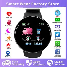 Smart Watches D18 Smartwatch Circular Color Screen med flera sportlägen Ring information påminnelse foto tar musik smart armband