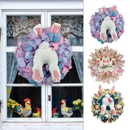 Decorative Flowers Front Door Wreath Colorful Artificial Easter Creative Realistic Floral Hanging Ornament Decor