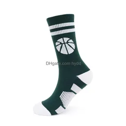 Sports Socks 5Lel Mens Hosiery Basketball Trendy Brand Personlig fotbollsutskrift Midlängd Utomhus som kör svettbsorberande Long D DHJPS