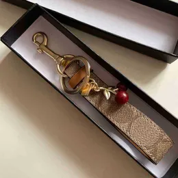 Luxury Keychain Lovely Tiny Cute Cherry Key Ring for Women Charm Bag Holder Ornament Pendant Accessories 2021 Chains JKXQ