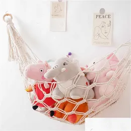 Hammocks Rame Hammock Net Brinquedos Armazenamento Boho Decor Children Room Stuffed Animals Organizar Bohemia Titular Drop Delivery Home Garden Furn DHCVQ