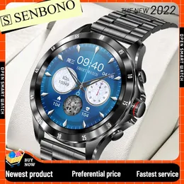 시계 Senbono New Smart Watch Men Bluetooth 답변 전화 IP68 방수 시계 온도계 추적기 스포츠 비즈니스 남성 스마트 워치