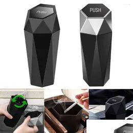 إكسسوارات داخلية أخرى Sier/Black Car Trash Can Portable Dustbin مع صندوق مقاوم للتسرب للغطاء للدافع 20 14.2 7.7 سم التسليم AU DH0KF