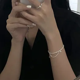 Link pulseiras panjbj prata cor zircão pulseira geométrica para mulheres menina simples ins ajustável emenda jóias presente de aniversário gota