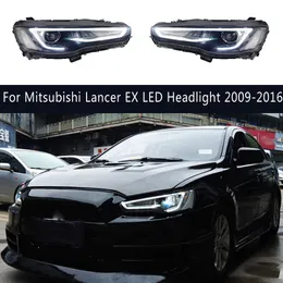 Para mitsubishi lancer ex conjunto de farol led 09-16 lâmpada principal do carro drl luz de circulação diurna streamer indicador de sinal de volta peças de automóvel