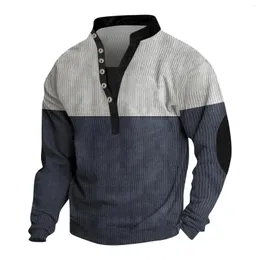 Camiseta masculina botão v pescoço cor sólida manga longa solta camiseta topo loja oficial pano sudaderas para hombres ropa hombre