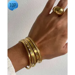 Statement 18k Gold-plated Couple Matching Bracelet Bangles Waterpoof Jewelry Non Tarnish Stainless Steel