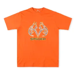 Оранжевые футболки Футболки с коротким рукавом 555 Футболки с принтом Топы 1 Высококачественная повседневная футболка High Street
