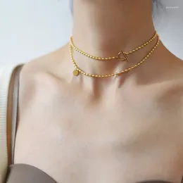 Gargantilha ins na moda 18k banhado a ouro inoxidável aço ot fivela longa corrente múltipla usar colar para mulher à prova dwaterproof água charme colar jóias