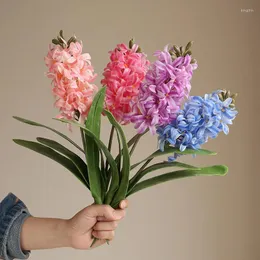 Fiori decorativi Real Touch Giacinto Fiore artificiale con piante a foglia verde Delphinium Composizione floreale per matrimonio Decorazioni per la tavola per la casa Po