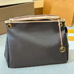 Bolso de mano de gran capacidad Bolsas de compras Bolso Monedero Letra clásica Mango tejido Cuero de vaca Cuero de calidad superior Mujer Embrague Bolso de hombro Bolsa Bolso de mano para mujer