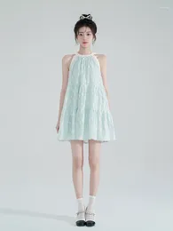 Casual Dresses Women's Dress Sleeveless Green Lace Patchwork Roundneck Spring and Summer Loose Fashionable Elegant Sweet A-Line Long