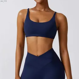 ملابس اليوغا الرياضية Top Woman Gym Sport Bra Lycra Bralette Mujer Pilates Comples 2023 New Yoga Training Wear Brown Black Navy Grayh24119