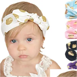 Accessori per capelli Moda Baby Bunny Ear Fascia in cotone 12 colori Gold Dot Copricapo Orecchie di coniglio Babe Drop Delivery Bambini Maternità Dh5Ez