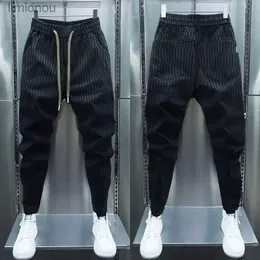 Herr jeans vår höst svart rand jogger sweatpants män utomhus casual mager harem byxor streetwear högkvalitativ designer bantersl240119