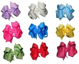 Mix 9 colori 4,5 "Clip per fiocco per capelli da ragazza in grosgrain a doppio strato da 18 pezzi BJ