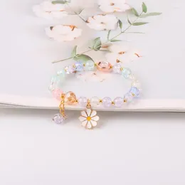 Charm Bracelets Trending Products Explosion Crystal Bracelet Girl DIY Pink Sun Flower Sister Friend Student Daisy
