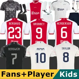 Akpom Mikautadze 23 24 Ajaxs Jerseys de futebol Henderson Brobbey Berghuis Bergwijn Marley 2023 2024 Cruyff Men Kit Kit de futebol