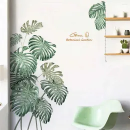 Наклейки на стену, наклейка с зеленым растением, сделай сам, пион, роза, цветы, пляж, тропические пальмовые листья, современное искусство, наклейка, фреска