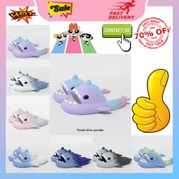 Designer Casual Platform shark Slides Slippers Men Woman anti rainbow fashion slip wear-resistant Light weight breathable Low cut super soft Flat Slipper