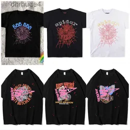 Homens Camisetas Rosa Young Thug Sp5der 555555 Impresso Spider Web Padrão Algodão H2y Estilo Mangas Curtas Top Tees Hip Hop Tamanho S-XL Yj UFYO