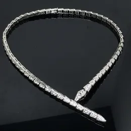 Hög version av Snake Bone Full Diamond Necklace Lovers Fashion Personlighet Fall Lady Light Luxury Minority Design Sense
