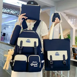 Mochilas 5 en 1 con múltiples bolsillos para mujer, bolso escolar colgante bonito para niñas, bolsas de viaje impermeables de gran capacidad, mochilas para estudiantes