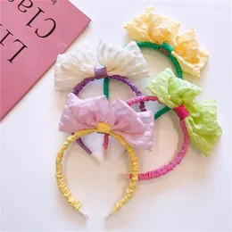 Hårtillbehör fast färg bowknot pannband söta barn rynkig huvudbonad makeup bundet hårband prydnad för flickor
