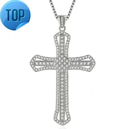 Kreuz Silber Halsketten Frauen Schmuck Hochzeit Mode CZ Kristall Zirkon Stein Anhänger Halskette Weihnachtsgeschenk