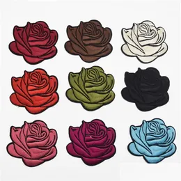 Sy Notions Tools 90st 9Colors Rose Flower Brodery Fabric ES Applique Präglade spetsmotif242o Drop Leverans Apparel DHB76