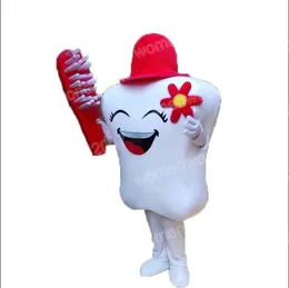 Red Hat Tooth Mascot Costume Symulacja Kreskówka Stroje postaci Suit Dorośli rozmiar strój unisex urodziny Bożego Narodzenia