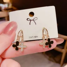 Needle Women Korean Edition Fashionable Popular Elegant and Lucky Grass Earrings Double Layered Earrings for Women