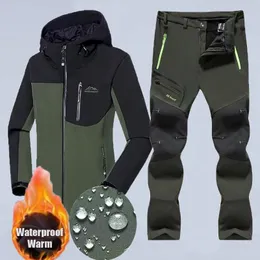 Jaquetas masculinas de inverno, acampamento, caminhada, escalada, esqui, caça, peixe, à prova d'água, softshell, quente, ar livre, calças, calças