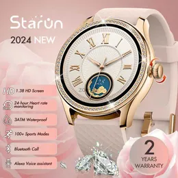 Smart Watches 2024 Fashion 1.38 Inch Woman Smart Watch Build-in Alexa Bluetooth Call 3ATM Waterproof Real Blood Oxygen Heart Rate Smartwatch