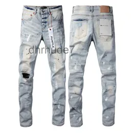 Purple Brand Jeans Herren High Street Blue Broken Hole Denim Hose Distressed Slim Fit Washed Hose Großhandel 2 Stück 10 % Rabatt 7NUO