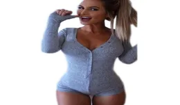 7 Farbe Strampler Damen Overall 2018 Sexy Lady V-Ausschnitt Langarm, figurbetonter Overall Bodysuit Schlanker kurzer Baumwollspielanzug ZX0466714841