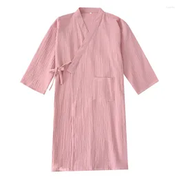 Roupas étnicas Estilo Japonês Kimono Camisola Mulheres Outono Lavado Crepe Algodão Gaze Nightdress Mulher Grávida Roupão Suor Vapor