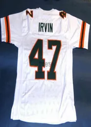 Mit barato personalizado MICHAEL IRVIN MIAMI HURRICANES JERSEY BRANCO COSTURADO adicione qualquer nome número4590158