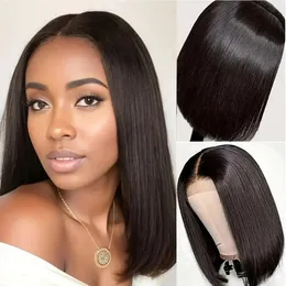Short Bob Wigs Human Hair Lace Front Wigs for Black Women Wholesale Raw Indian Remy Pre Plucked Straight Hair Wig Vendor