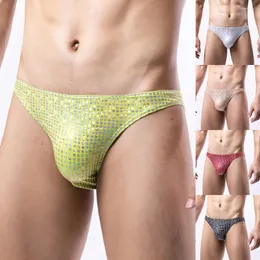 Sous-vêtements hommes Boxer slips taille basse sous-vêtements paillettes brillant culotte doux convexe pochette troncs Sexy mâle Lingeres sous-vêtements gays