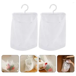 Storage Bags 2 Pcs Mesh Bag Travel Organiser Hanging Pouch With Hanger Tub For Clothes Peg Pp Shopping Kitchen Net Fruit Holder