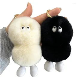 Keychains pompom 실제 렉스 모피 키 체인 귀여운 솜털 플러시 인형 여자 여자 가방 키 반지 자동차 배낭 매력적인 장식